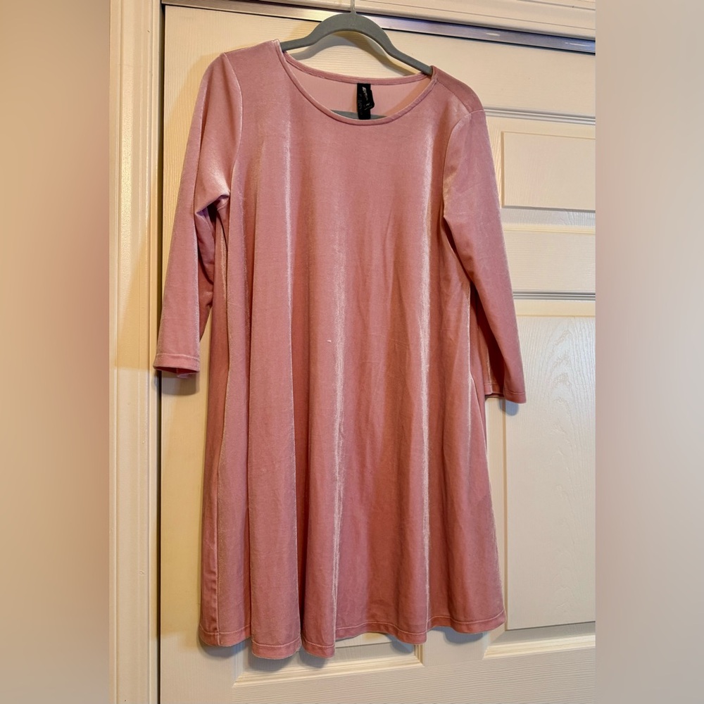 Agnes & Dora Soft Pink Velour Swing Dress